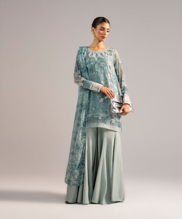 3 Piece - Embroidered Chiffon Suit