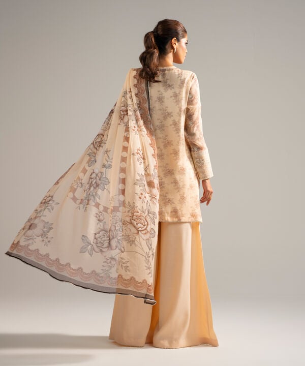 3 Piece - Embroidered Chiffon Suit