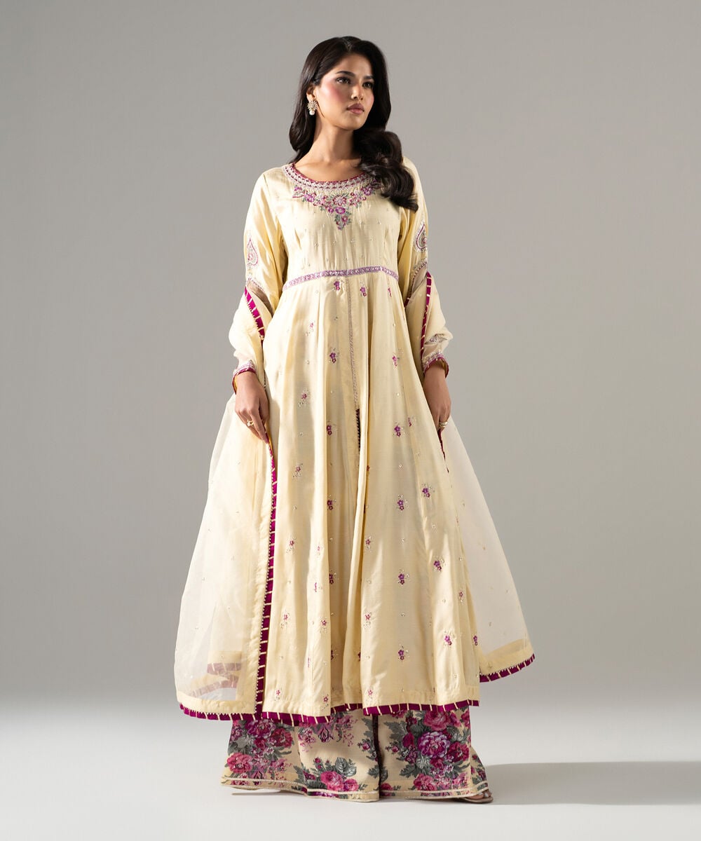 3 Piece - Embroidered Raw Silk Suit 3SFW26STV104