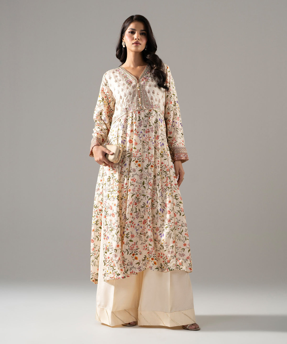 2 Piece - Embroidered Raw Silk Suit 3SFW26STV106