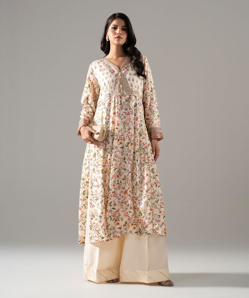 2 Piece - Embroidered Raw Silk Suit 3SFW26STV106