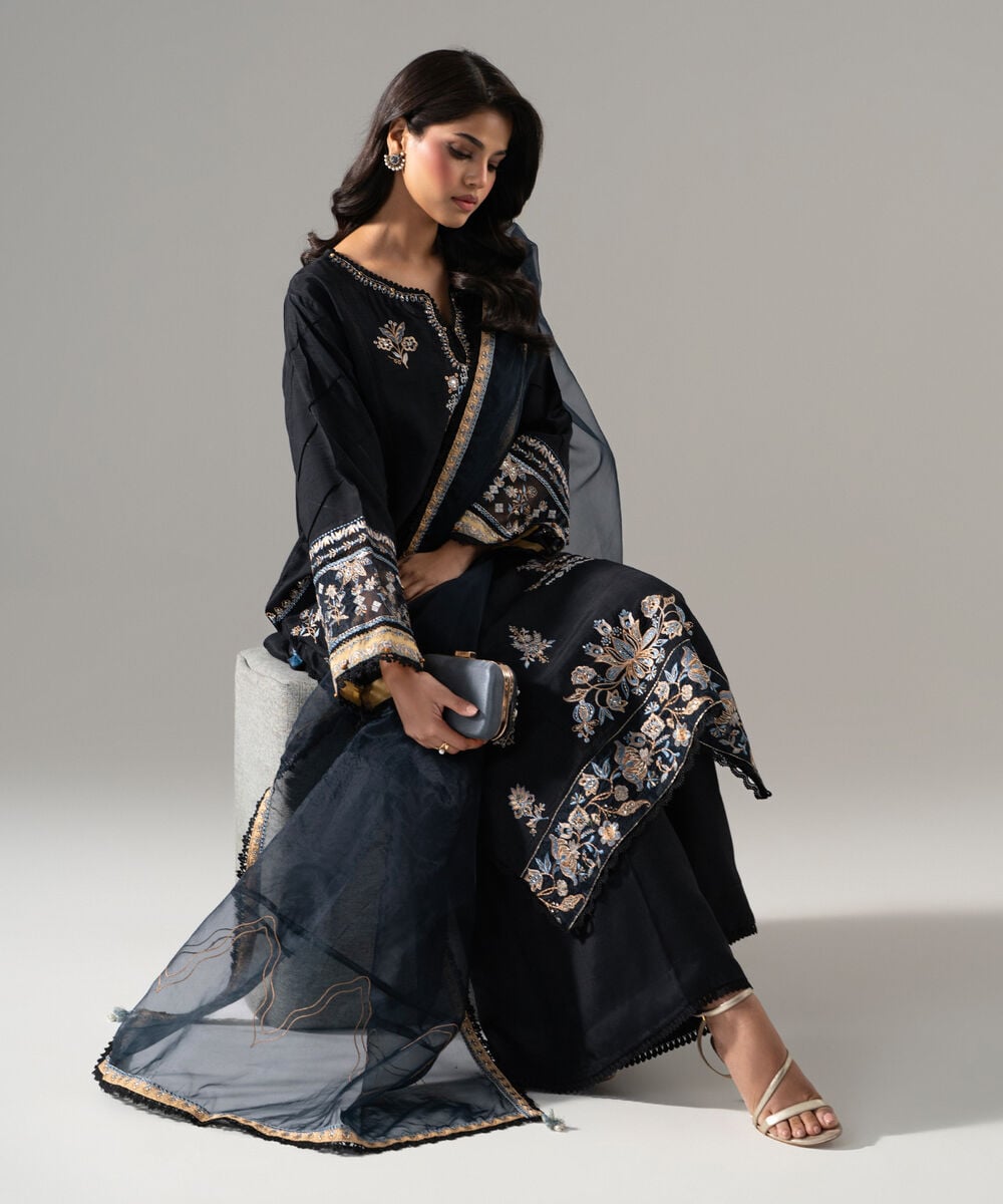 3 Piece - Embroidered Raw Silk Suit 3SFW26WMV105