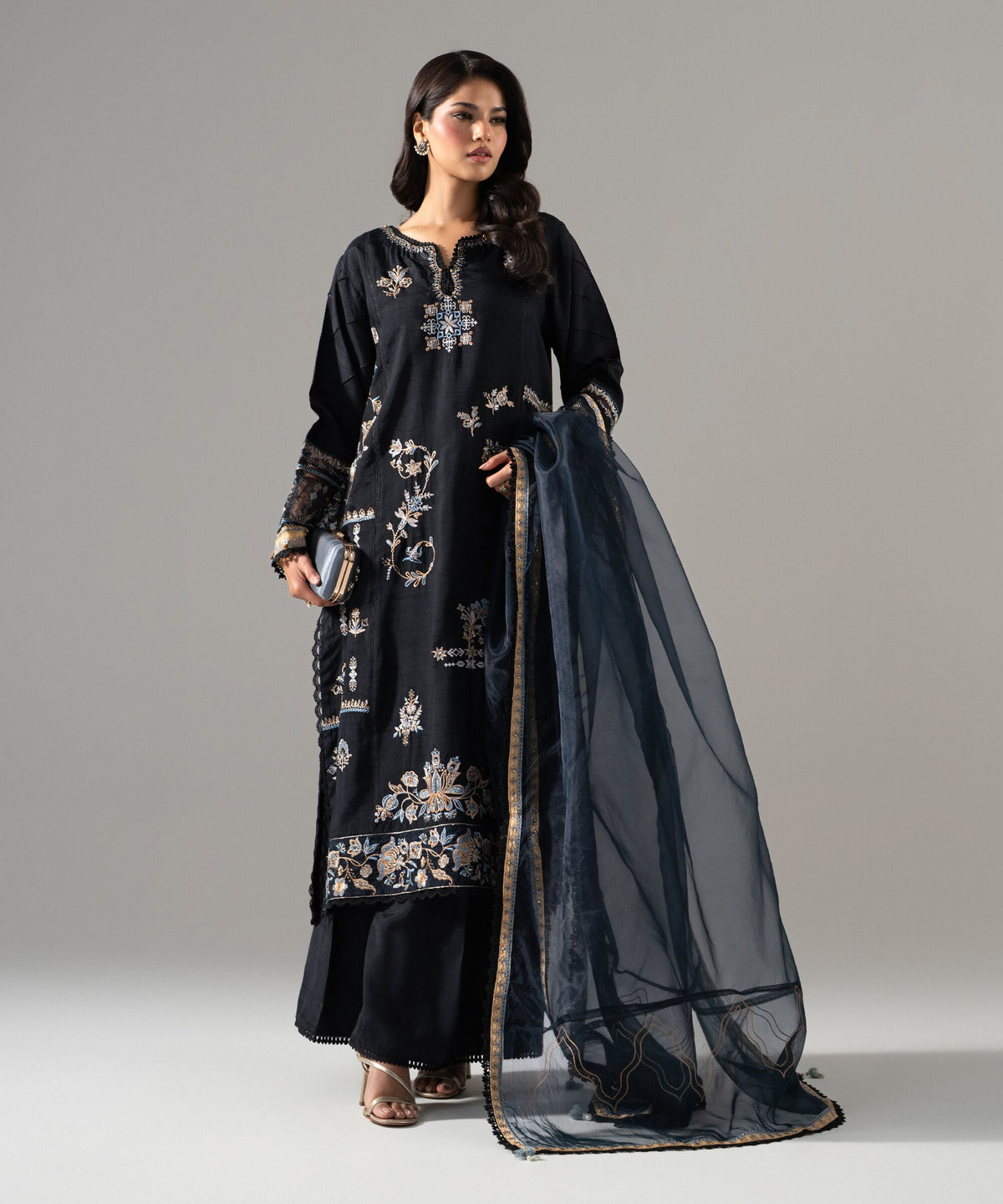 3 Piece - Embroidered Raw Silk Suit 3SFW26WMV105