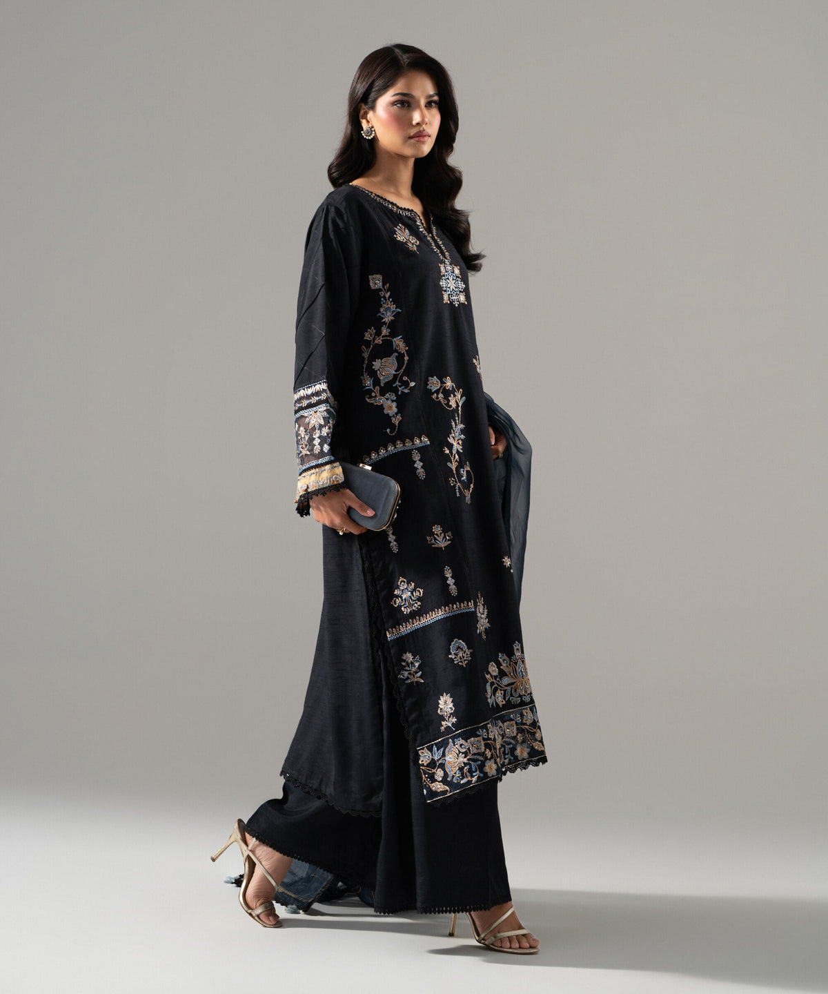3 Piece - Embroidered Raw Silk Suit 3SFW26WMV105