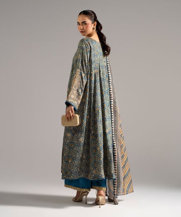 3 Piece - Embroidered Raw Silk Suit