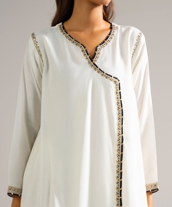 3 Piece - Embroidered Raw Silk Suit