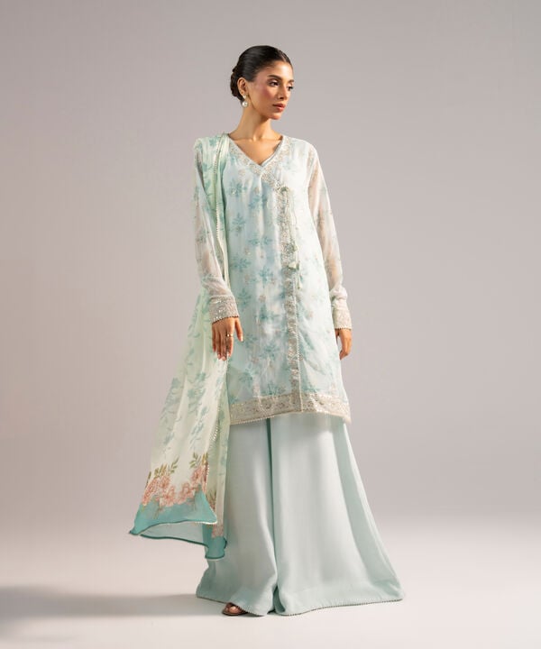 3 Piece - Embroidered Chiffon Suit