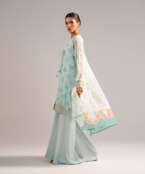 3 Piece - Embroidered Chiffon Suit