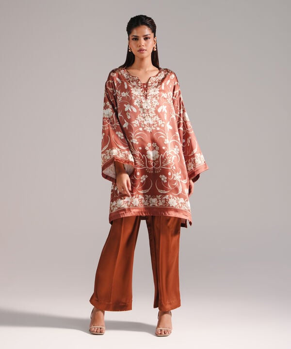 2 Piece - Printed Silk Suit