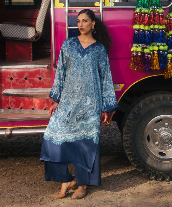 2 Piece - Printed Silk Suit