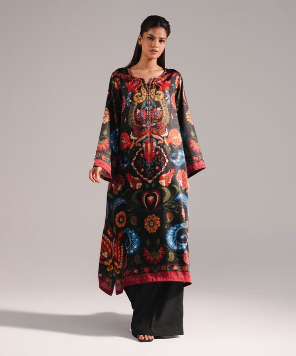 2 Piece - Printed Silk Suit