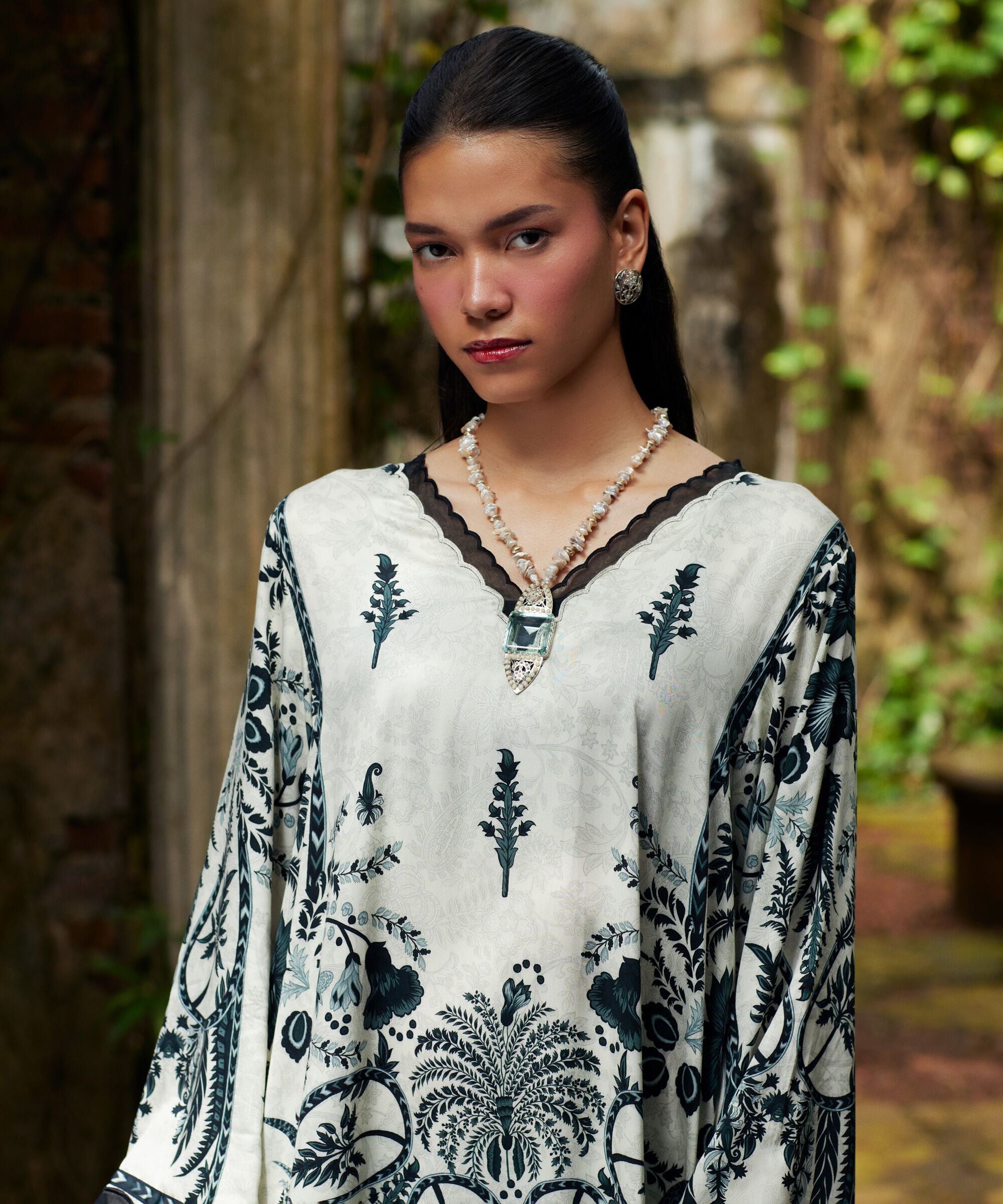 3 Piece - Embroidered Viscose Satin Suit