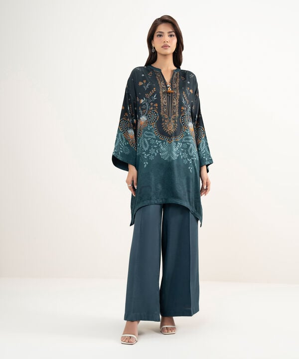 2 Piece - Emboidered Viscose Satin Suit