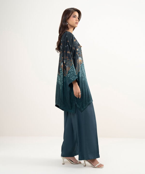 2 Piece - Emboidered Viscose Satin Suit