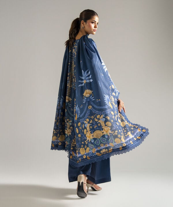 3 Piece - Printed Satin Suit