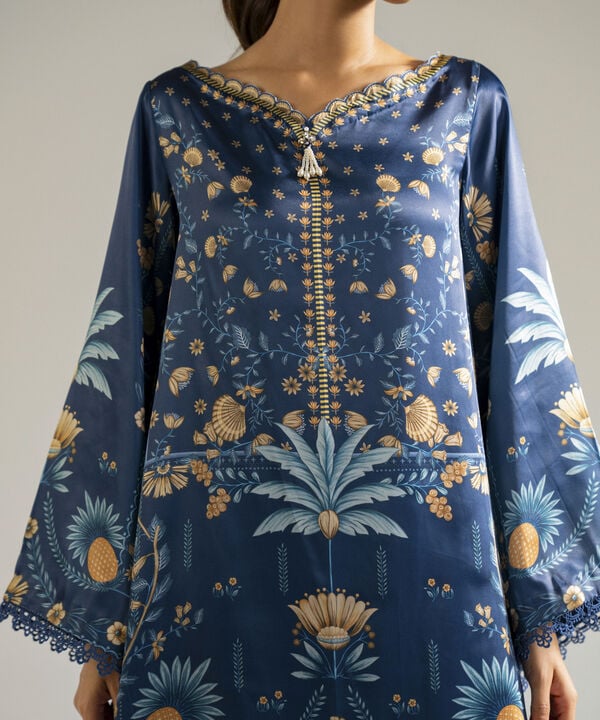3 Piece - Printed Satin Suit
