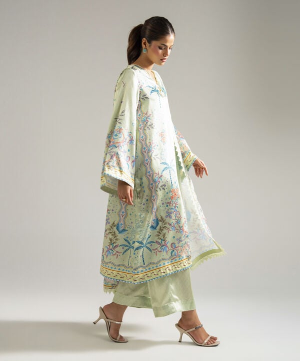 3 Piece - Printed Satin Suit