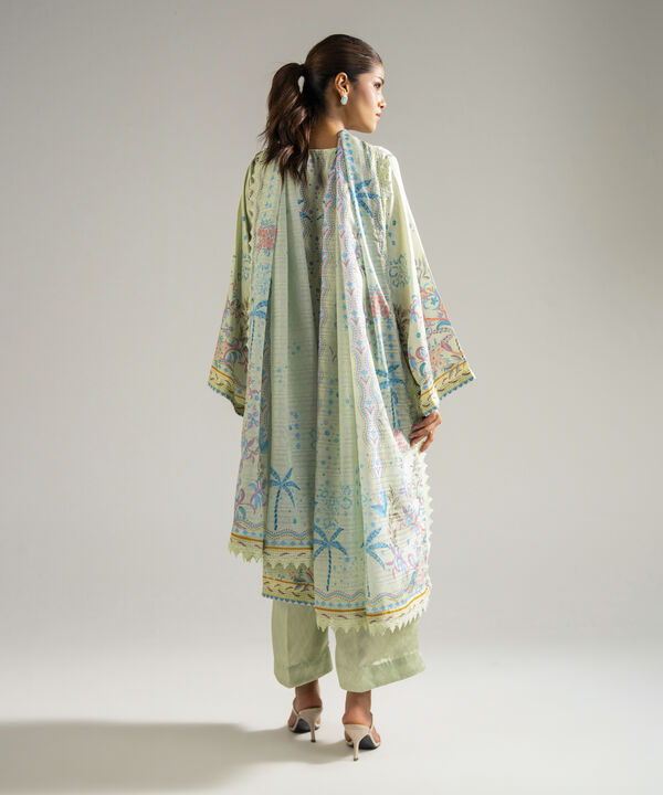 3 Piece - Printed Satin Suit