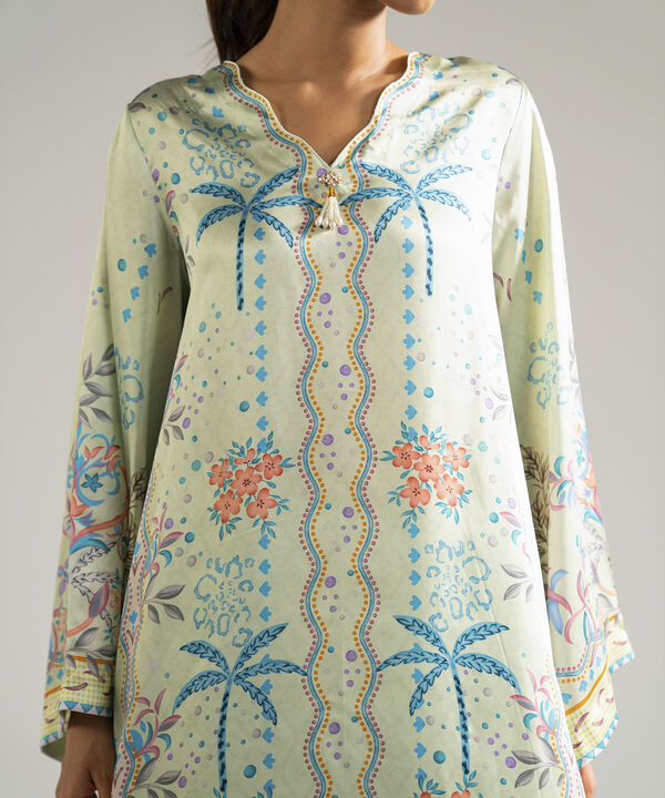 3 Piece - Printed Satin Suit