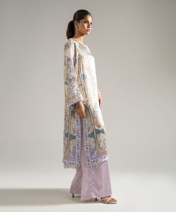 3 Piece - Printed Satin Suit