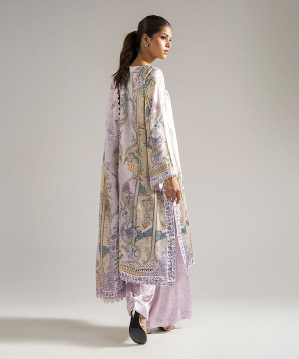 3 Piece - Printed Satin Suit