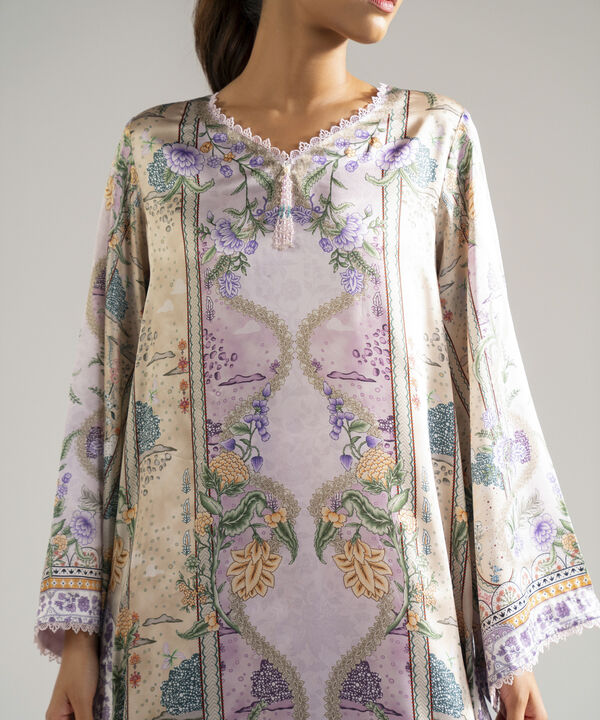 3 Piece - Printed Satin Suit