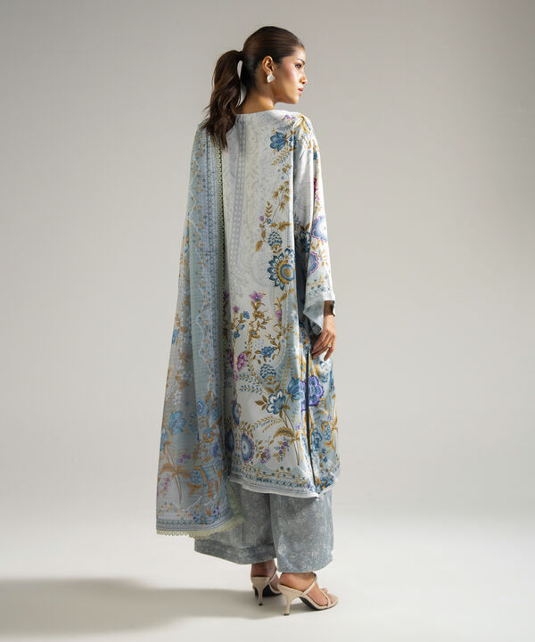 3 Piece - Printed Satin Suit