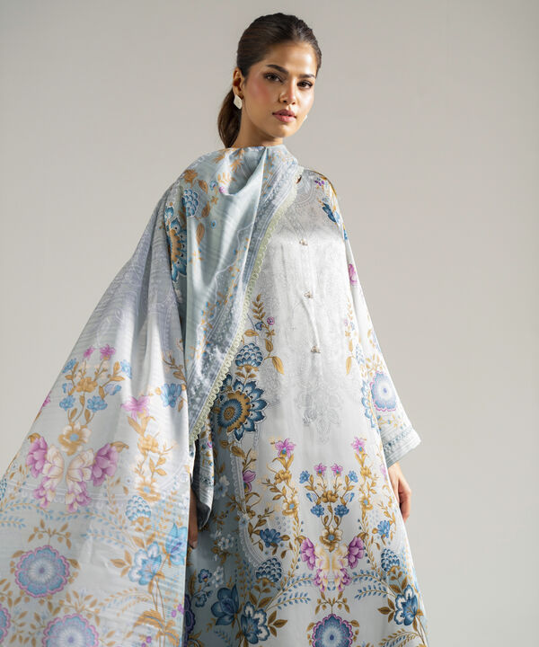 3 Piece - Printed Satin Suit