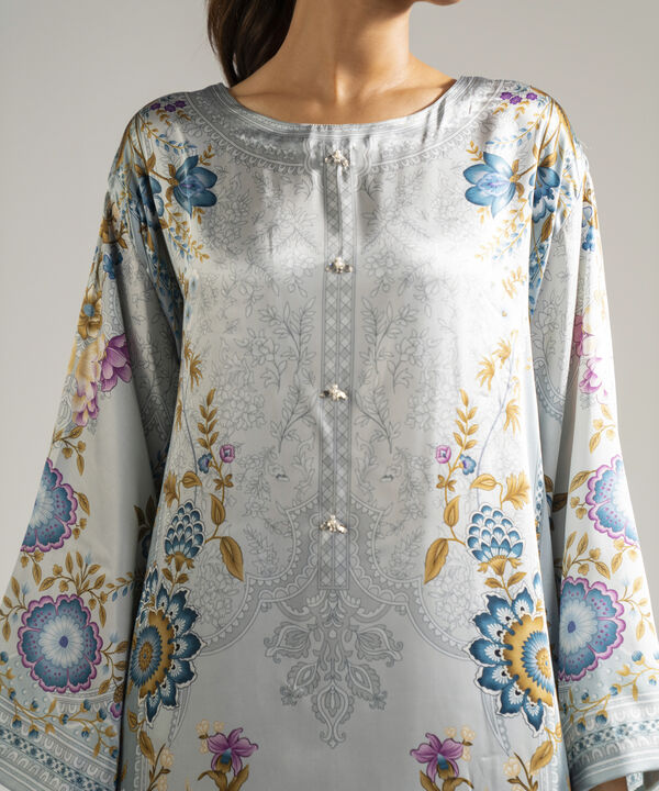 3 Piece - Printed Satin Suit