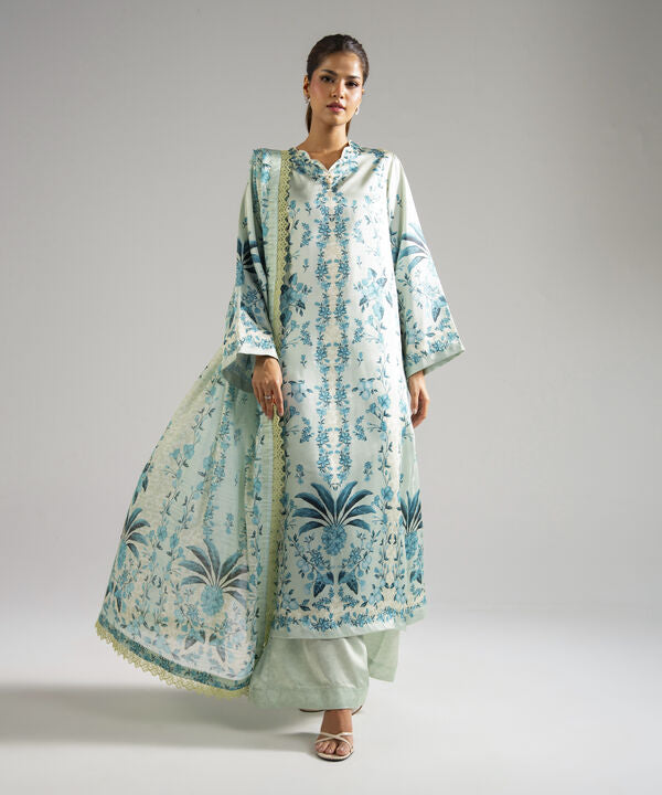 3 Piece - Printed Satin Suit