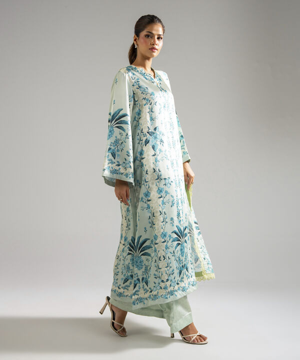 3 Piece - Printed Satin Suit