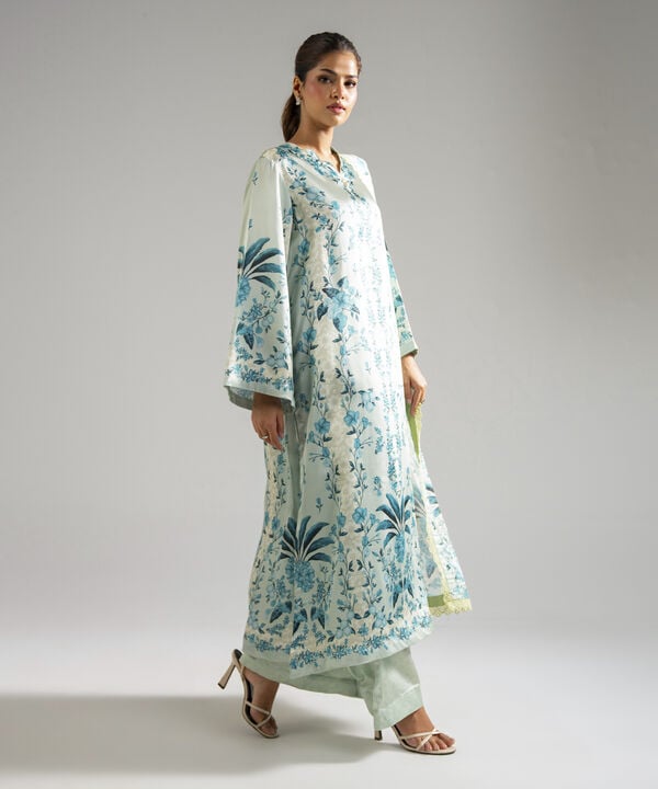 3 Piece - Printed Satin Suit