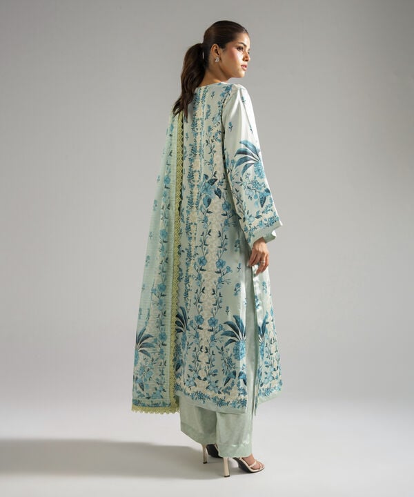 3 Piece - Printed Satin Suit