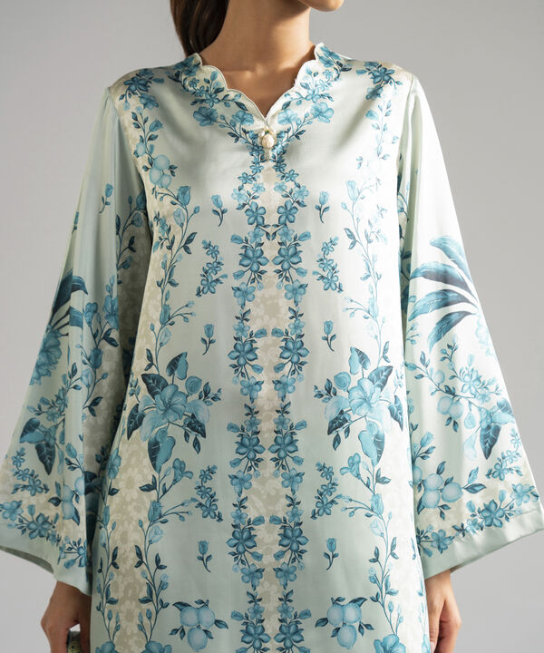3 Piece - Printed Satin Suit