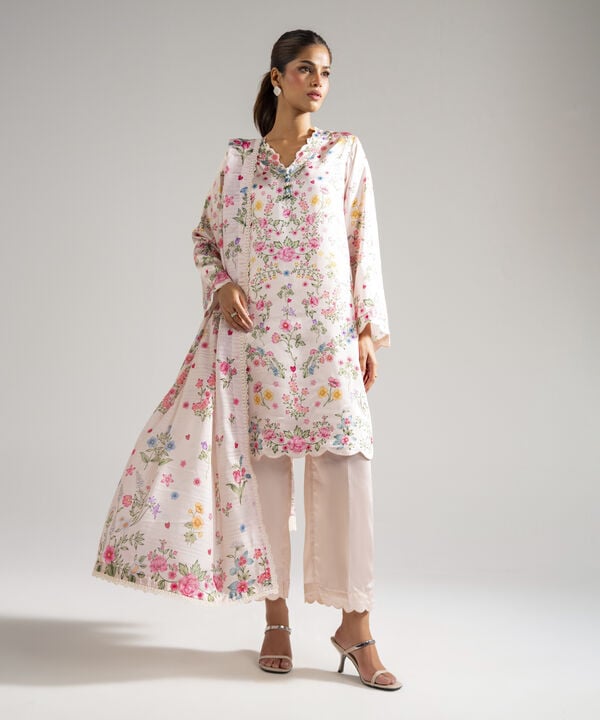 3 Piece - Printed Satin Suit