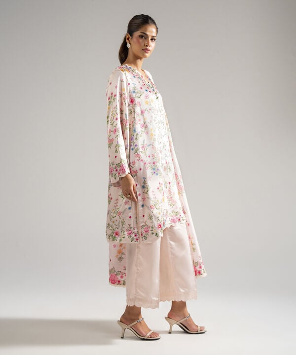 3 Piece - Printed Satin Suit
