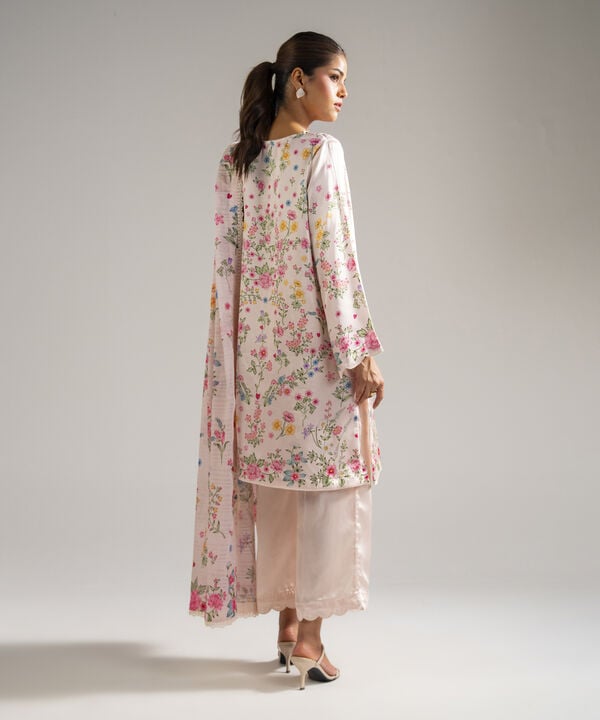 3 Piece - Printed Satin Suit