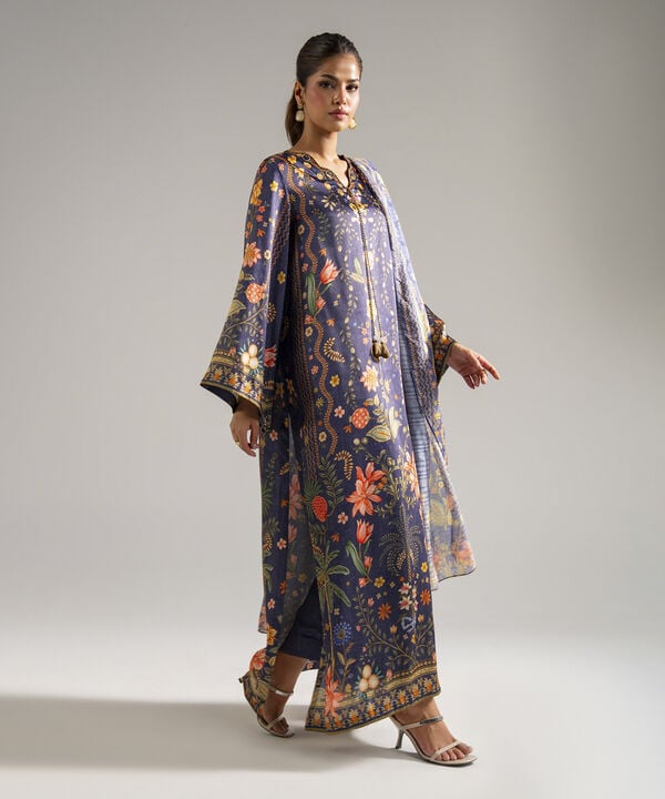 3 Piece - Printed Satin Suit