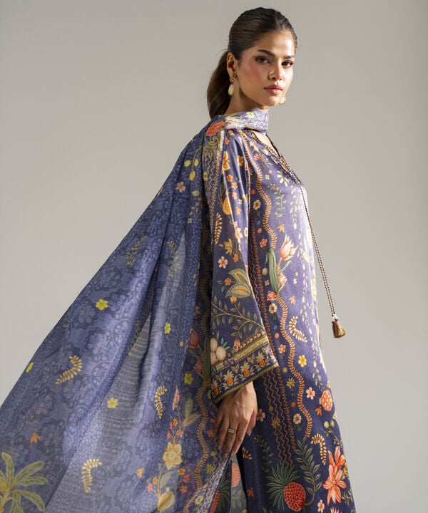 3 Piece - Printed Satin Suit