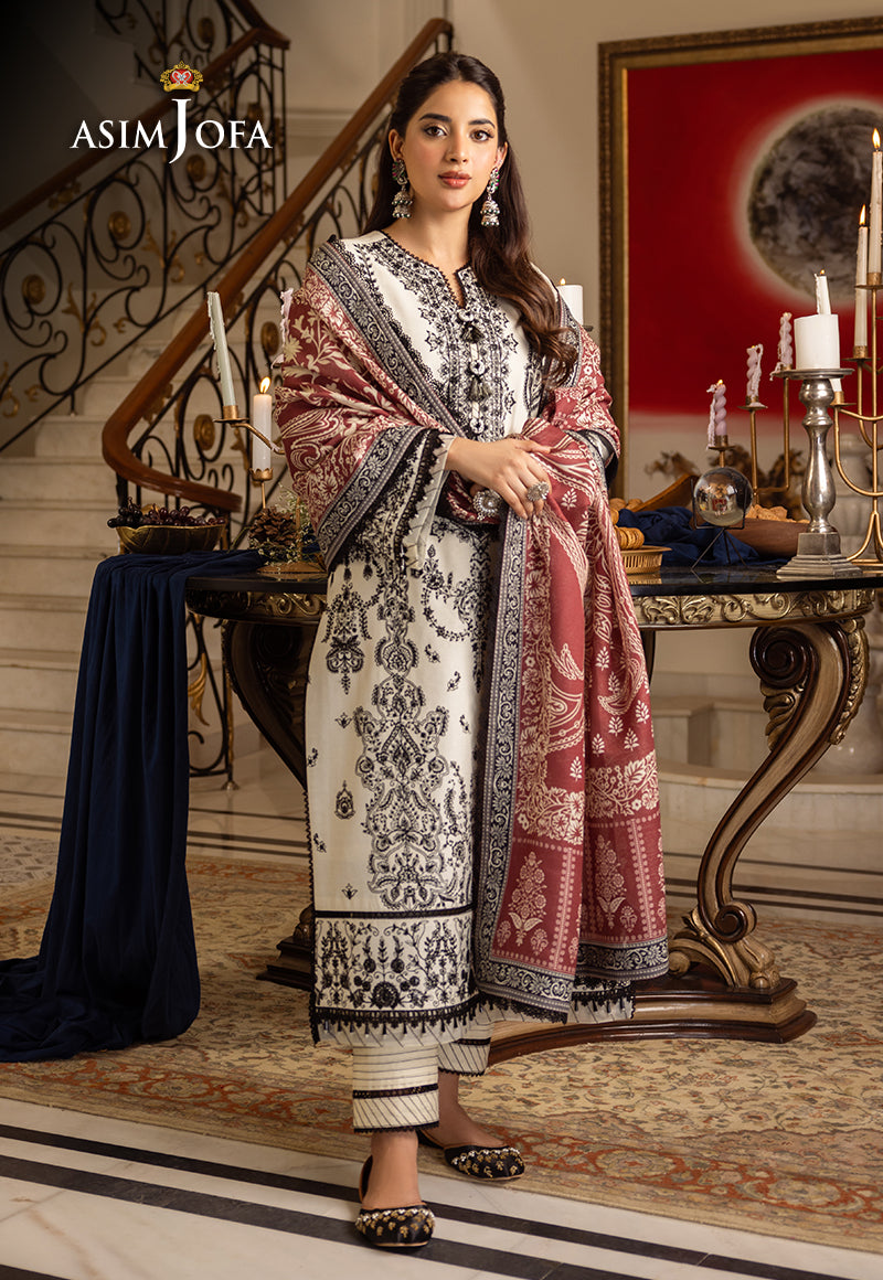 AJULN-17 Embroidered Raw Silk Unstitched 3 Pcs