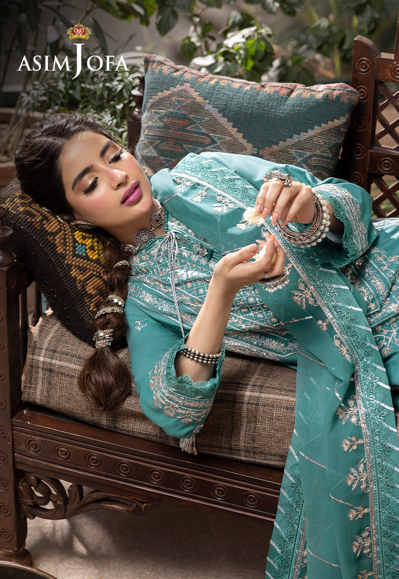 AJSWD-28 EMBROIDERED LAWN SILK 3 PCS