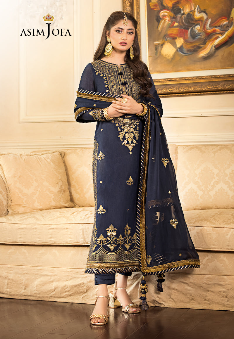AJJM-05 DESIGNERS STITCHED EMBROIDERED PAPER COTTON 3 PCS