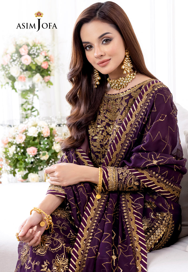 AJJM-06 DESIGNERS STITCHED EMBROIDERED CHIFFON 3 PCS
