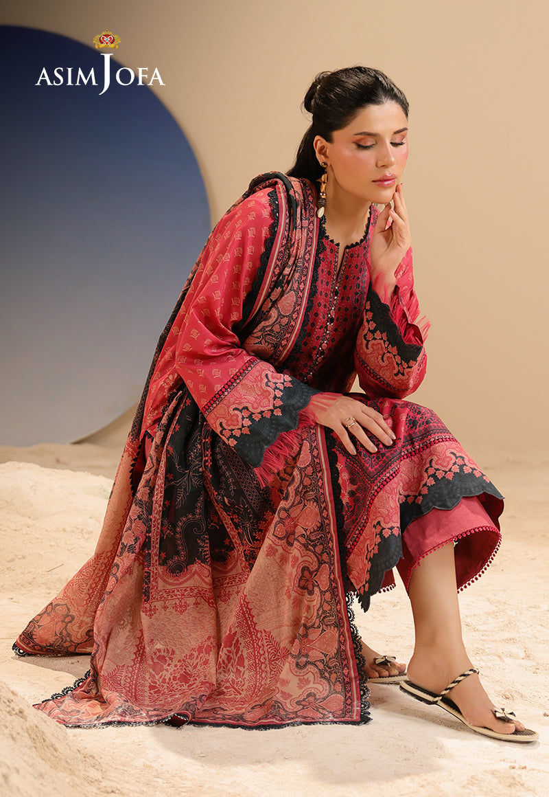 AJUBUD-34 Digital Printed Lawn Stitched 3 PCS