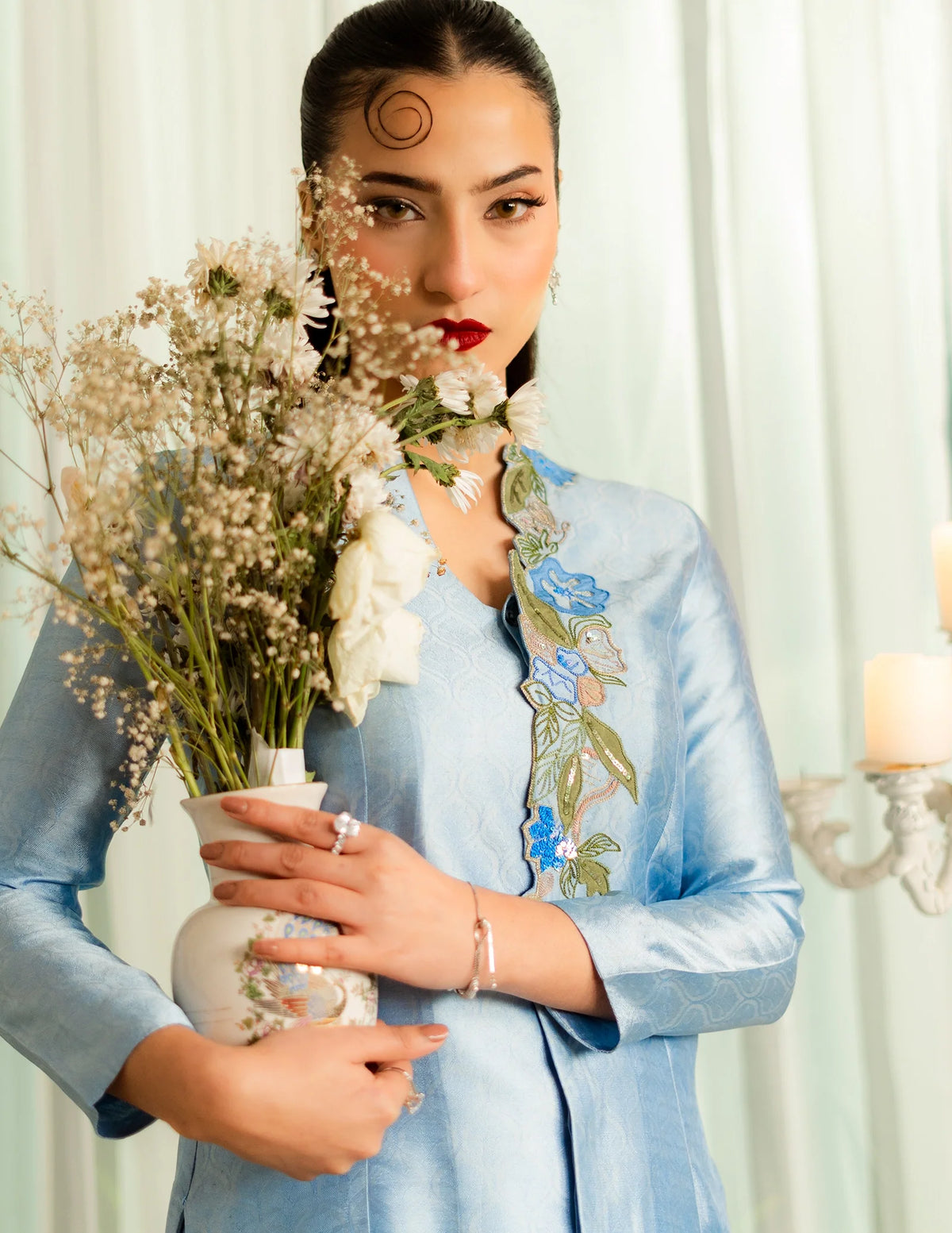 Laado Dawn Sapphire Embroidered Dupatta