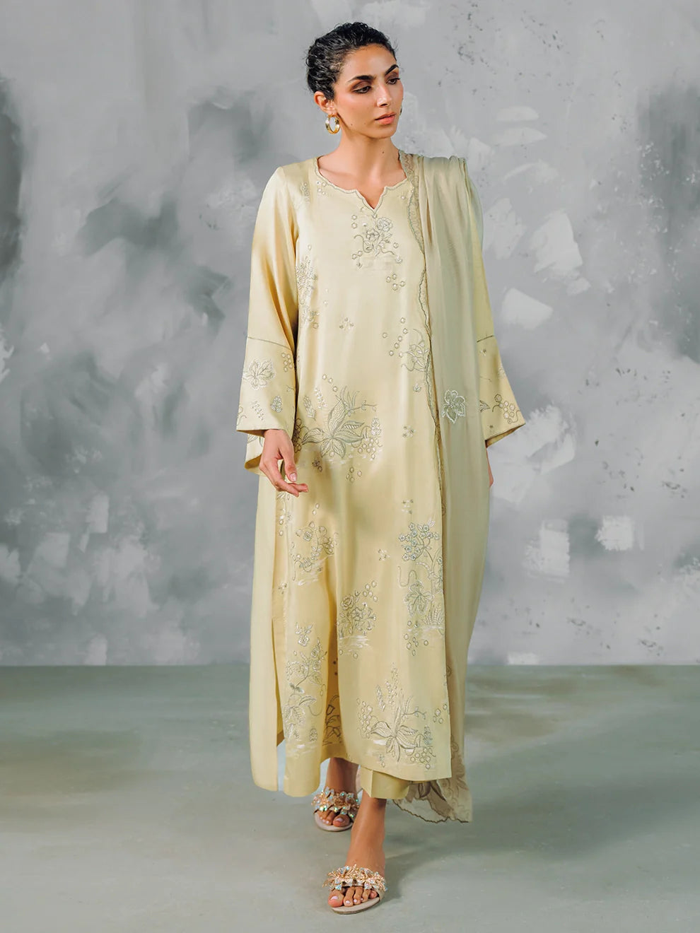 Biscotti Bliss - 3Pcs Khaddi Silk Ensemble