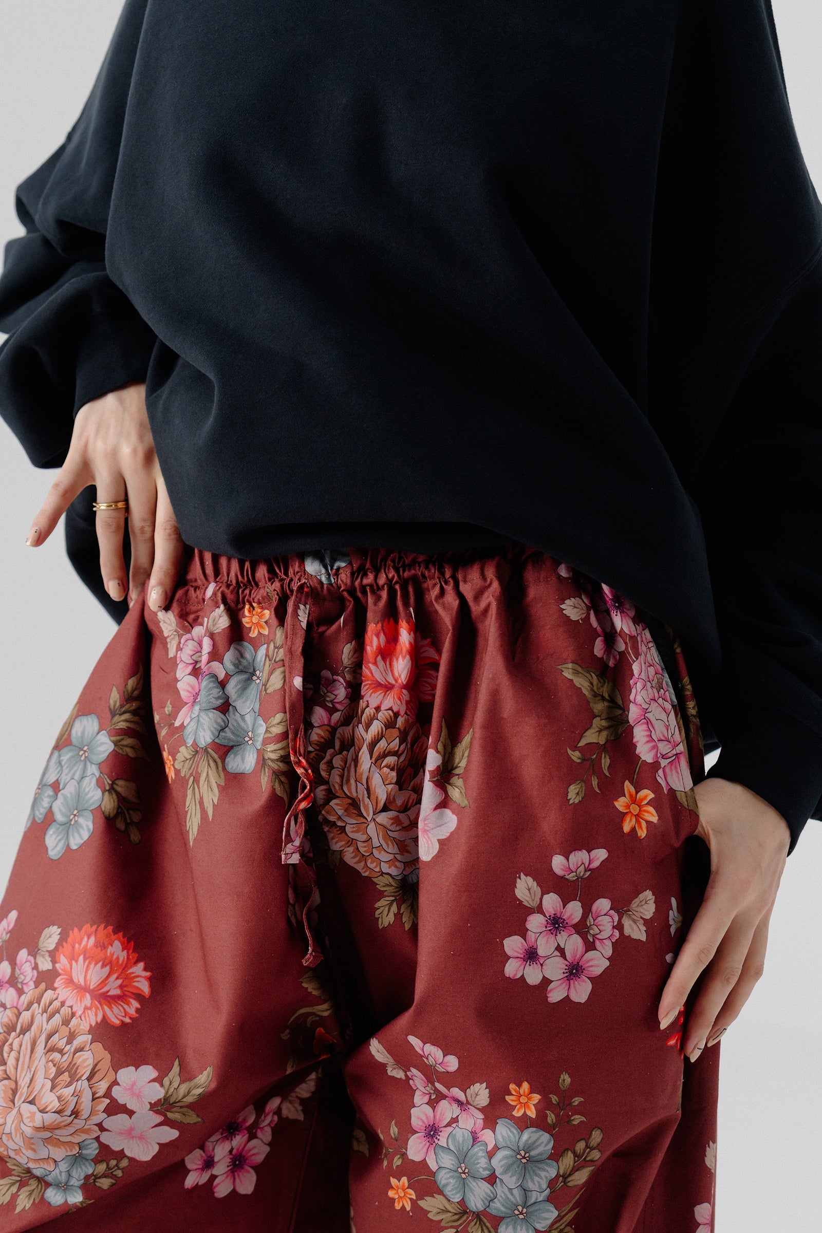 Shalwar Pants - Floral Maroon