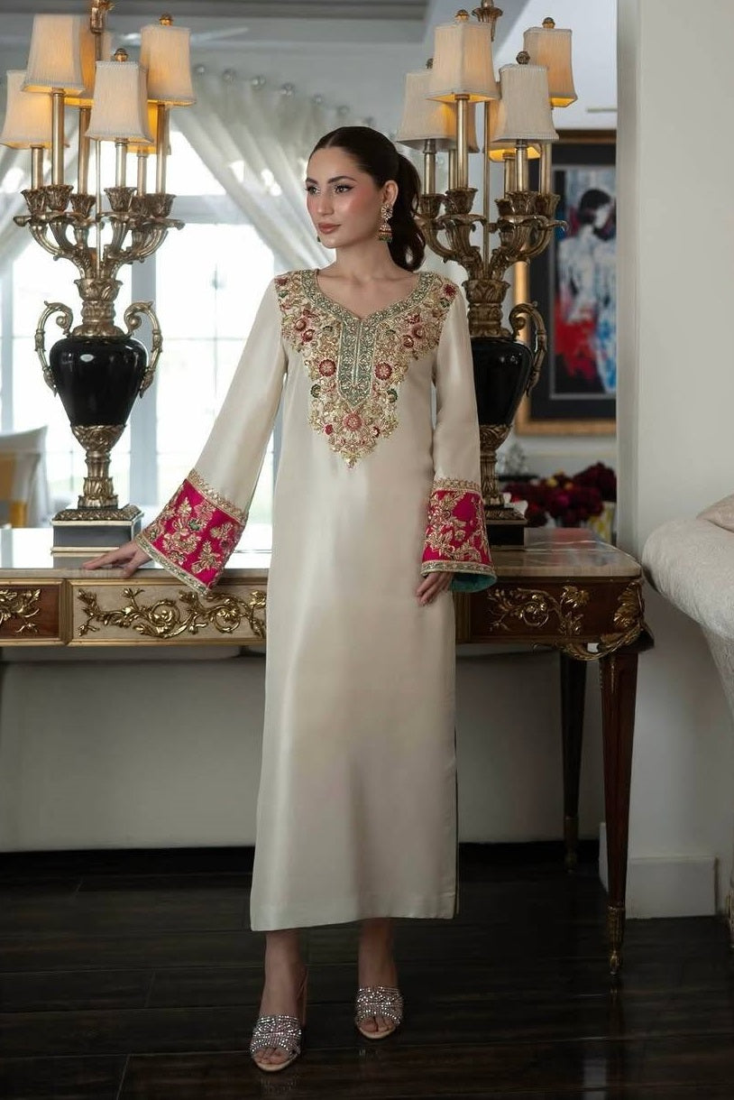 Poshkari Luxury Raw Silk Embroidered Unstitched 3PC Suit