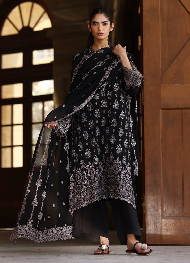 3 PC Chiffon Embroidered Suit12434501201040