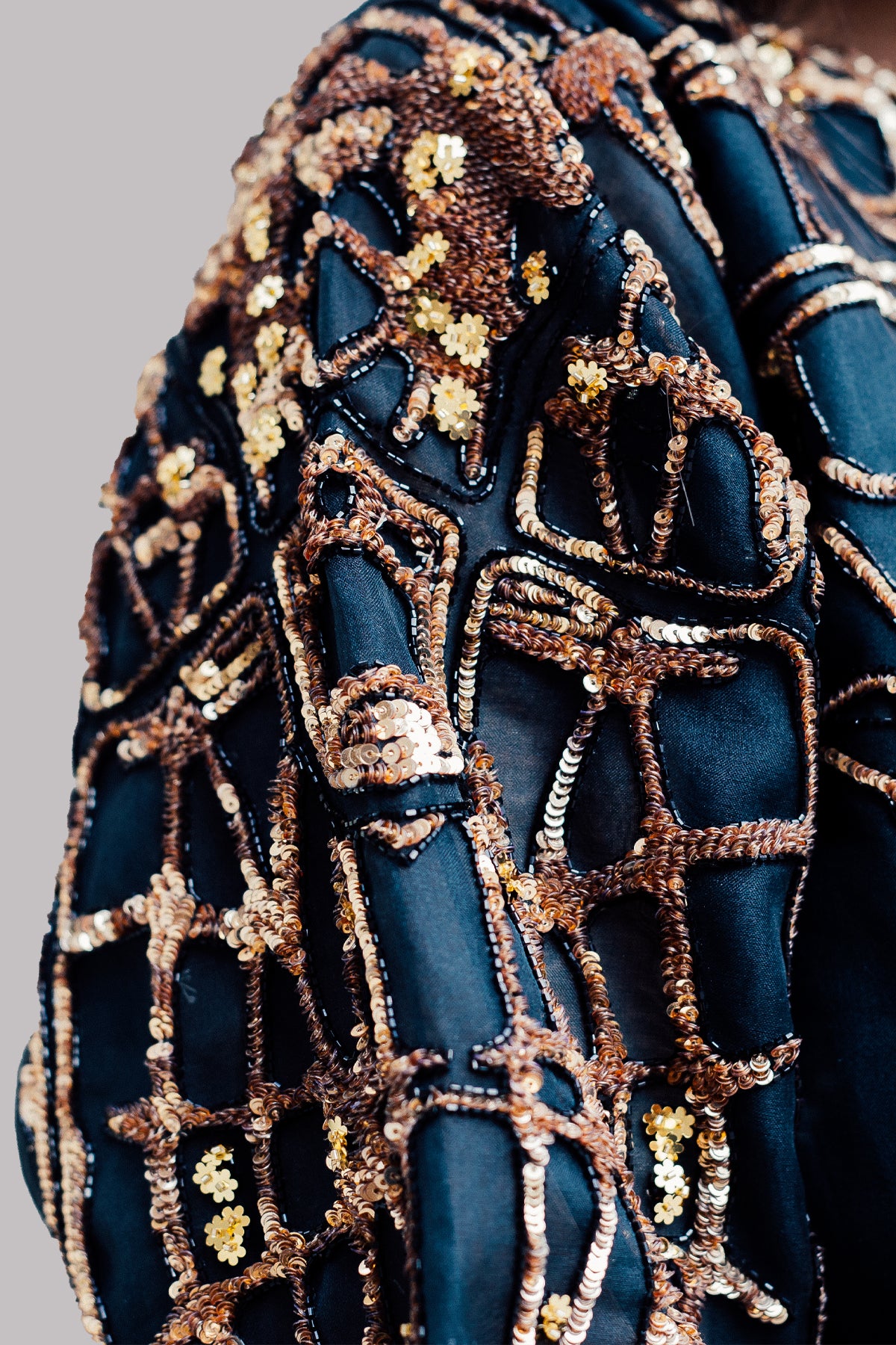 Black Iris Organza Embellished Dress